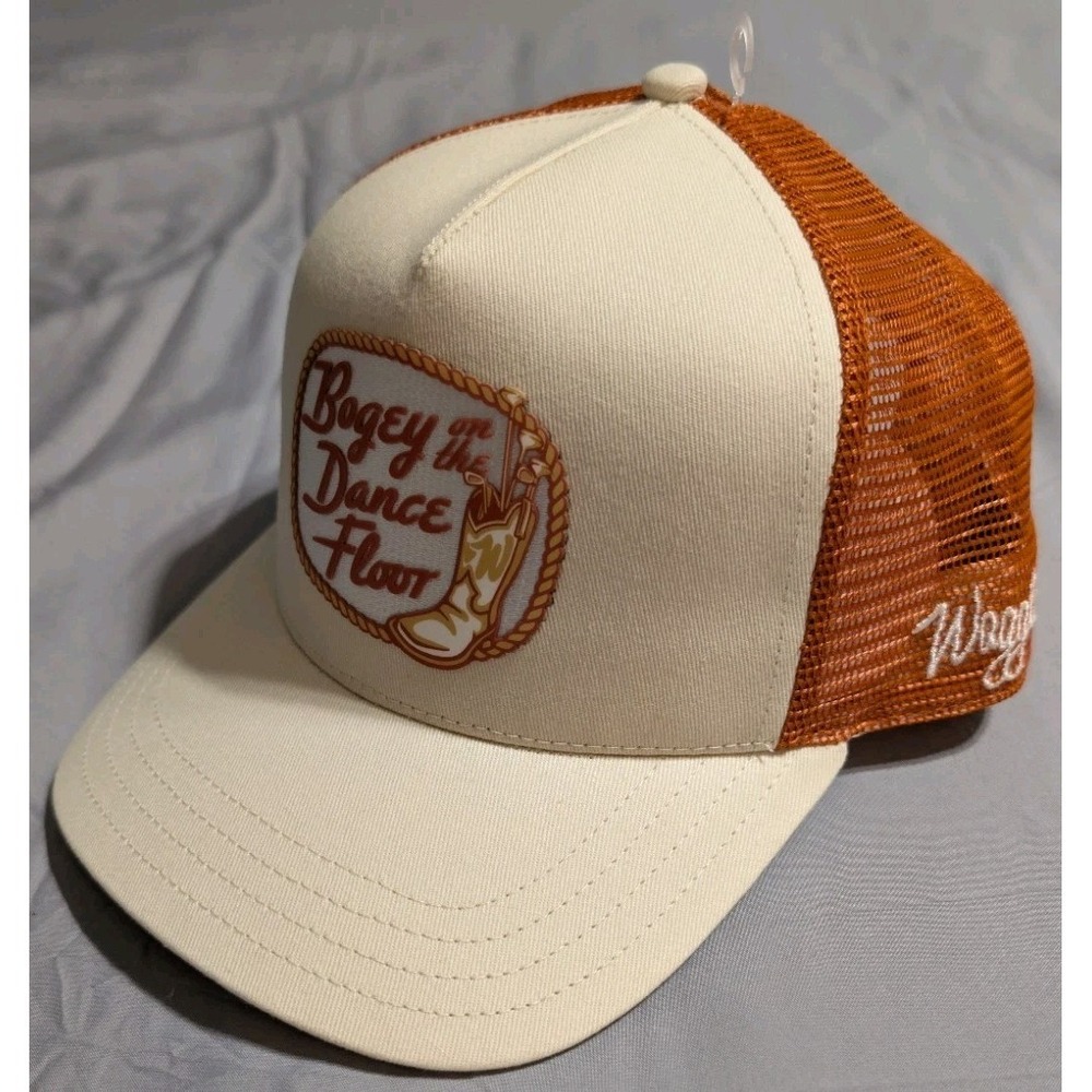 Waggle Bogey On The Dance Floor Trucker Hat Tan Orange Snapback Golf Cap NWT